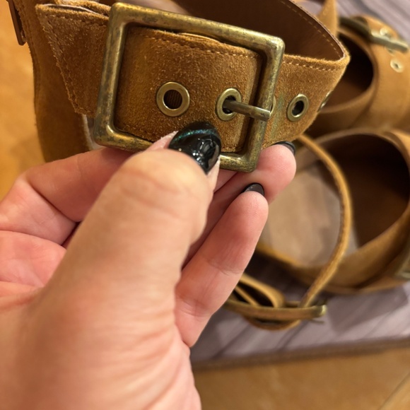 New Free People x Jeffrey Campbell Tan Suede Hendrix Strap Heels Size 10 - Picture 8 of 15